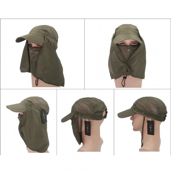 Sun Hats UPF 50+ Sun Hat with Neck Flap Removable Multifunction Outdoor Sport Summer Cap - Army Green - CI184QRD93X