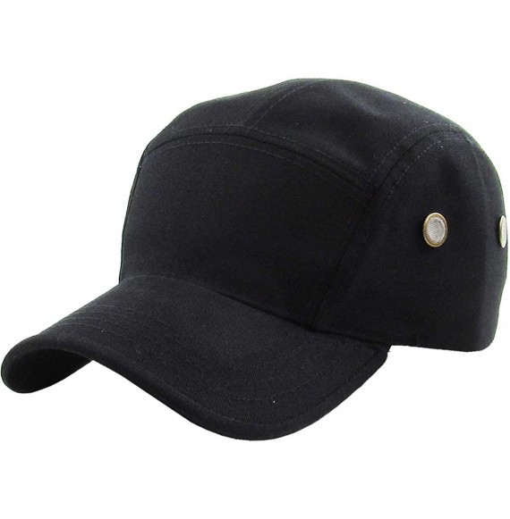 Baseball Caps Five Panel Solid Color Unisex Adjustable Army Military Cadet Cap - Black - CT11JEBOGPN