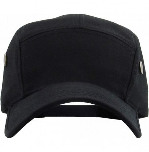 Baseball Caps Five Panel Solid Color Unisex Adjustable Army Military Cadet Cap - Black - CT11JEBOGPN