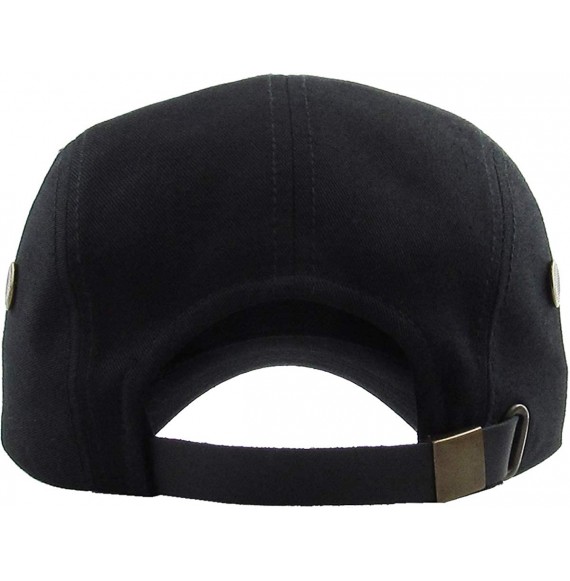 Baseball Caps Five Panel Solid Color Unisex Adjustable Army Military Cadet Cap - Black - CT11JEBOGPN