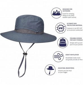 Sun Hats Men Safari Sun Hat Wide Brim Boonie Fishing Cap with Adjustable Drawstring - 1 Navy - CW18G40T2Z5