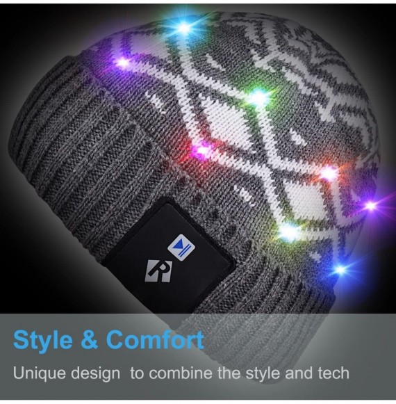 Skullies & Beanies Light Up Beanie Hat Stylish Unisex LED Knit Cap for Indoor and Outdoor - Lb004-gray-string - CB186LDKS82