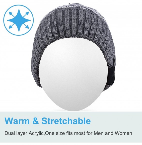 Skullies & Beanies Light Up Beanie Hat Stylish Unisex LED Knit Cap for Indoor and Outdoor - Lb004-gray-string - CB186LDKS82