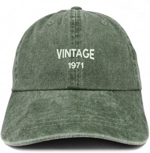 Baseball Caps Small Vintage 1971 Embroidered 49th Birthday Washed Pigment Dyed Cap - Dark Green - CB18C6QQDQE