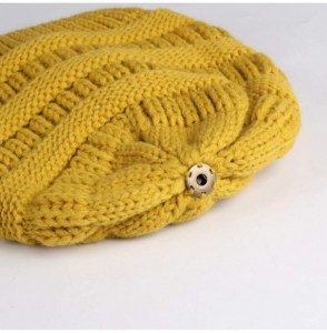 Skullies & Beanies Winter Slouchy Beanie Hats Women Fleece Lined Warm Ski Knitted Pom Pom Hat - 21-yellow - CE18UKS9OZY