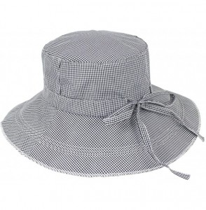 Sun Hats Women's Summer Sun Hat - Gingham Wide Brim Bucket Hat - Gray - C711ZR0XOQH