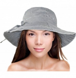 Sun Hats Women's Summer Sun Hat - Gingham Wide Brim Bucket Hat - Gray - C711ZR0XOQH