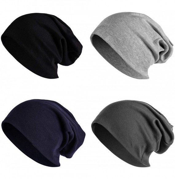 Skullies & Beanies 4 Pack Women Men Stylish Thin Hip-hop Soft Stretch Knit Slouchy Beanie Hat Skull Cap - Style F - CU18KLWWQR6