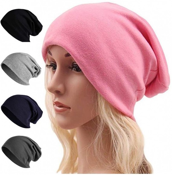 Skullies & Beanies 4 Pack Women Men Stylish Thin Hip-hop Soft Stretch Knit Slouchy Beanie Hat Skull Cap - Style F - CU18KLWWQR6