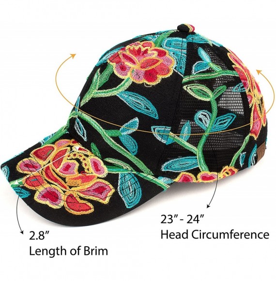 Baseball Caps Hatsandscarf Exclusives Flower Pattern Mesh Trucker Baseball Cap(BA-1006-733) - Abstract-black - CN18CHEL459