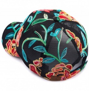 Baseball Caps Hatsandscarf Exclusives Flower Pattern Mesh Trucker Baseball Cap(BA-1006-733) - Abstract-black - CN18CHEL459