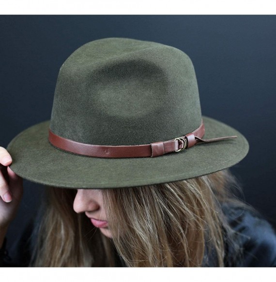 Fedoras Classique Traveller Wool Felt Fedora Hat Packable - Vert-chine - CB187IWCM8T