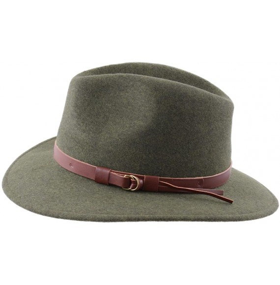 Fedoras Classique Traveller Wool Felt Fedora Hat Packable - Vert-chine - CB187IWCM8T