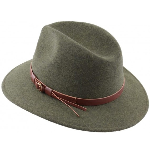 Fedoras Classique Traveller Wool Felt Fedora Hat Packable - Vert-chine - CB187IWCM8T