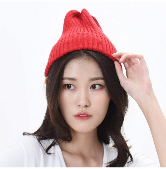 Skullies & Beanies Knitted Ribbed Beanie Hat Basic Plain Solid Watch Cap AC5846 - Red - CB187DX5G0C