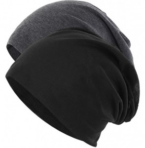 Skullies & Beanies 2pcs Unisex Slouchy Beanie Hats Skull Cap Baggy Beanie for Men Women - 2pcs a - CK187OGNXMI