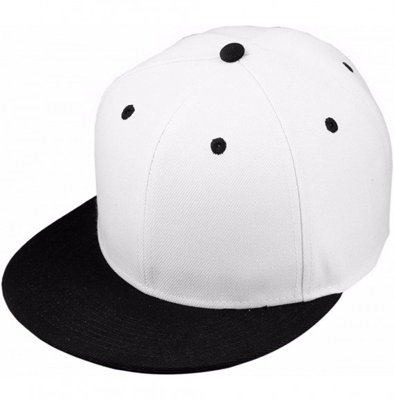 Baseball Caps Women Men Snapback Hats-Patchwork Solid Color Flat Bill Baseball Cap - 015-white+black - CJ183GRLLEE