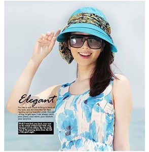 Sun Hats Roll Up Wide Brim Sun Visor UPF 50+ UV Protection Sun Hat with Neck Protector - Blue - C212IBB4MDR