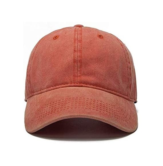 Baseball Caps The Hat Depot Unisex Washed Distressed Baseball Cap Twill Adjustable Dad Hat - Orange - CM192TS5AHD