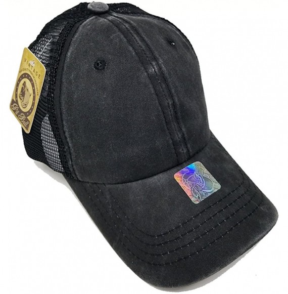 Baseball Caps Baseball Cotton Mesh Pigment Dyed Low Profile Cap Unisex Hat - Black (Mesh) - CW18G6Q58KI