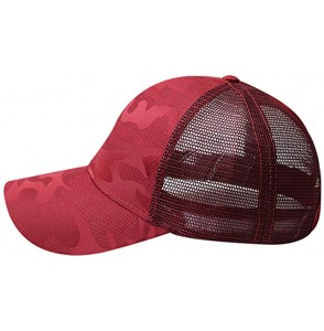 Baseball Caps Ponycap Messy High Bun Ponytail Adjustable Mesh Trucker Baseball Cap Hat for Women - Red - CT18T85T0ES