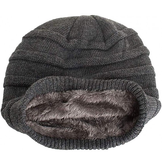 Skullies & Beanies Men Winter Skull Cap Beanie Large Knit Hat with Thick Fleece Lined Daily - I - Grey - CX18ZD7C446