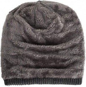 Skullies & Beanies Men Winter Skull Cap Beanie Large Knit Hat with Thick Fleece Lined Daily - I - Grey - CX18ZD7C446