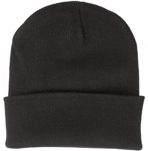 Skullies & Beanies Made in USA Thick Beanie Cuff Premium Headwear Winter Hat - Black - CD189K34Y0T