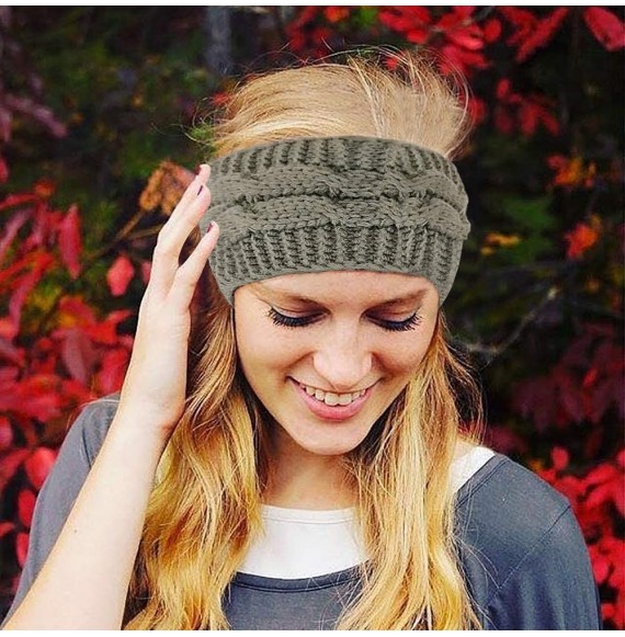 Skullies & Beanies Cable Knit Head Wrap Headband Ear Warmer Hair Belt - Gray - C418K5RHGO3