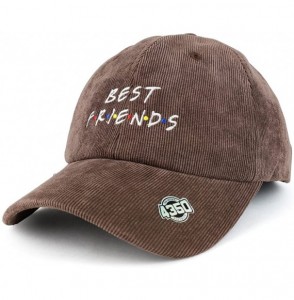 Baseball Caps Best Friends Embroidered Satin Print Lined Corduroy Unstructured Baseball Cap - Dark Brown - C8187CWI2UZ