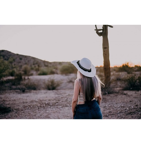 Sun Hats Large Floppy Festival Sun Hat Tribal Aztec Band Tassel Trim UPF 50 Protection - White - CJ18DTLSTIH