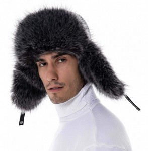 Bomber Hats Women's Adjustable Russian Ushanka Hunting Trapper Winter Leather Faux Fur Hats for Men - CR18X32ZHND