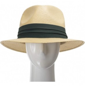 Fedoras Monte Cristo Straw Fedora Panama Hat - Natural Straw With Green Hatband - C411TOTMCXN