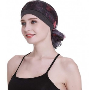 Skullies & Beanies Elegant Chemo Cap With Silky Scarfs For Cancer Women Hair Loss Sleep Beanie - Dark Health Grey - CT18LXYIZ5Z