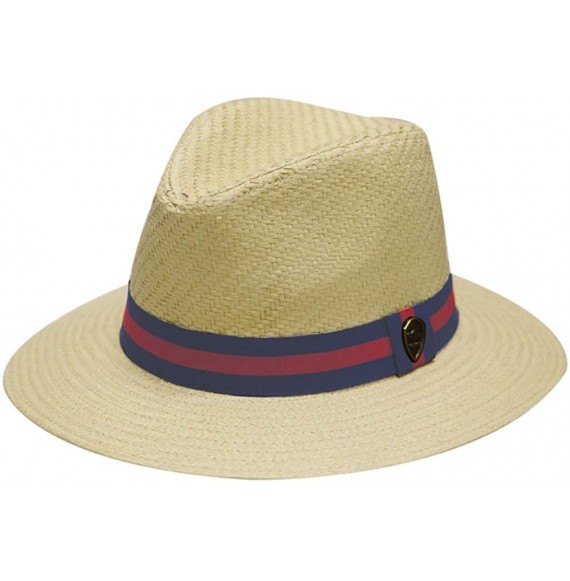 Fedoras Pamoa Unisex Pms480 Band Wide Brim Straw Fedora Hats - Natural - C912D8L0BXP