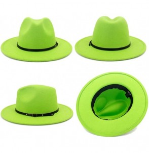 Fedoras Women Belt Buckle Fedora Hat - Bright-green - CA198CL2ZAN