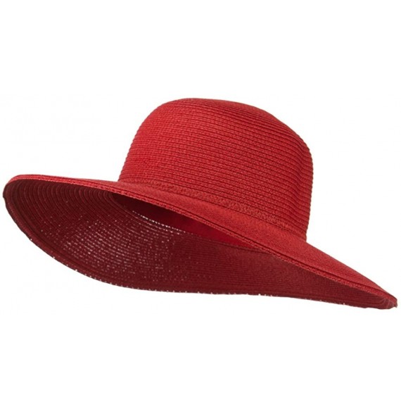 Sun Hats Paper Braid Flat Brim Self Tie Hat - Red W26S25B - C411D3H5BW1