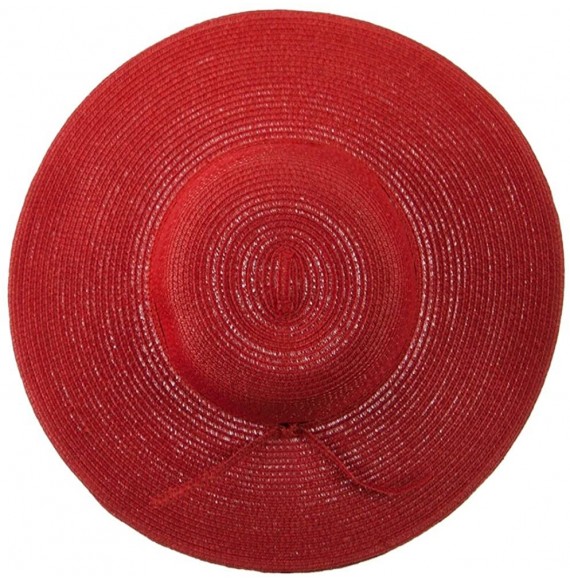 Sun Hats Paper Braid Flat Brim Self Tie Hat - Red W26S25B - C411D3H5BW1