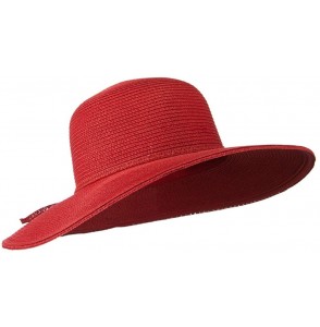 Sun Hats Paper Braid Flat Brim Self Tie Hat - Red W26S25B - C411D3H5BW1