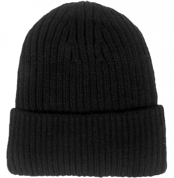 Skullies & Beanies Slouchy Winter Beanie Hats for Guys Men & Women Knit Soft Thick Warm Fleece Lined Skull Caps - E-black - C...