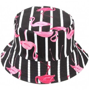 Bucket Hats Flamingo Bucket-Hat Sun Protection Fishing-Reversible Summer Outdoor - Strip Black - C018T5EWOGW