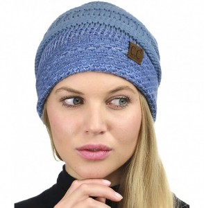 Skullies & Beanies Cable Knit Soft Stretch Multicolor Stitch Cuff Skully Beanie Hat - Denim - C3186Z3O3EL