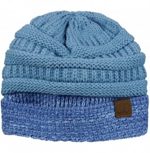 Skullies & Beanies Cable Knit Soft Stretch Multicolor Stitch Cuff Skully Beanie Hat - Denim - C3186Z3O3EL