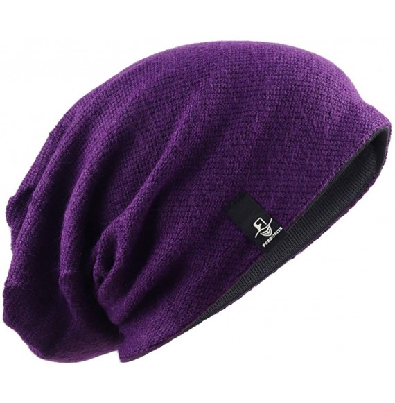 Skullies & Beanies Men Slouch Beanie Knit Long Oversized Skull Cap for Winter Summer N010 - B305-purple - CI18HRK9SUI