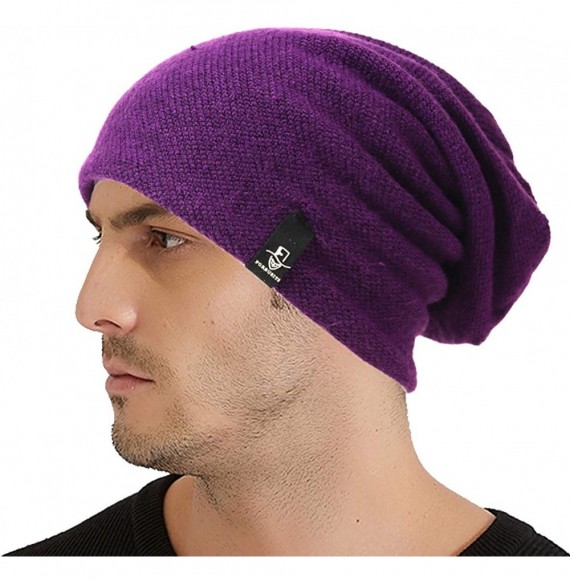 Skullies & Beanies Men Slouch Beanie Knit Long Oversized Skull Cap for Winter Summer N010 - B305-purple - CI18HRK9SUI