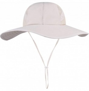 Sun Hats Sun Hats for Women Wide Brim Sun Protection Boonie Hat Cap with Ponytail Hole - Beige - CA18TGGQCG5