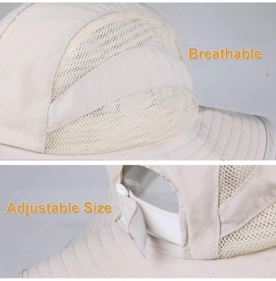 Sun Hats Sun Hats for Women Wide Brim Sun Protection Boonie Hat Cap with Ponytail Hole - Beige - CA18TGGQCG5