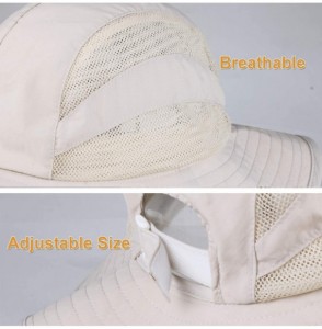 Sun Hats Sun Hats for Women Wide Brim Sun Protection Boonie Hat Cap with Ponytail Hole - Beige - CA18TGGQCG5