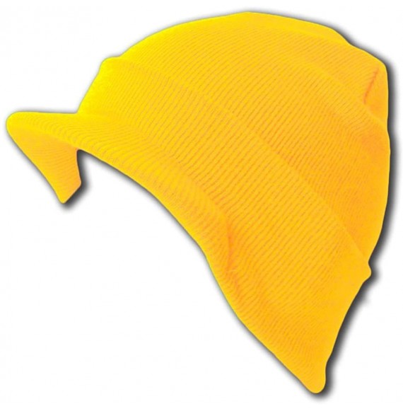 Skullies & Beanies Cuff Beanie Visor Skull Cap Hat Beanie - Yellow - C111C03X1MV