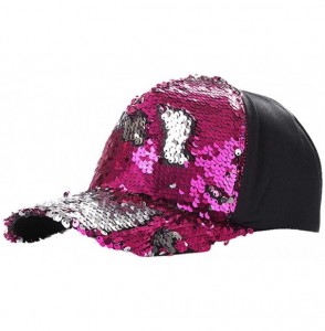 Baseball Caps Unisex Sequins Patchwork Mesh Cap Fashion Baseball Cap Outdoor Net Sun Hat - U-hot Pink - CY18NEWZ7HK